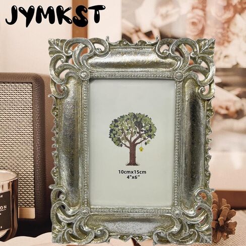 Vintage Picture Frame 4X6 Inch, Luxury Antique Photo Frames with Glass Front, Photo Display, Tabletop Wall Hanging, Gift Ideas, Silver in Saudi Arabia