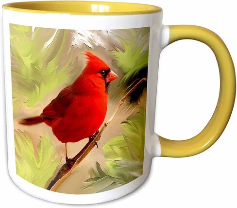 3dRose Red Cardinal-Two Tone Black Mug, 11 oz, Multicolor in Saudi Arabia