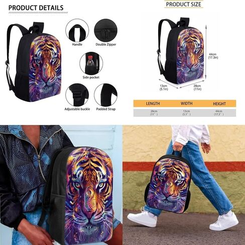 حقيبة ظهر Tiger Kids للأولاد المراهقين 3 قطع حقيبة ظهر مع مجموعة صندوق الغداء لحقيبة الكتب للمدرسة المتوسطة للأولاد والأطفال والمراهقين وحقائب الظهر لطلاب المدارس الابتدائية المتوسطة in Kuwait