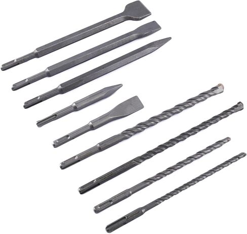 YaeTek 17 قطعة من مجموعة لقم الثقب المطرقة الدوارة والأزاميل SDS بالإضافة إلى مجموعة لقم المطرقة الدوارة والأزاميل مع حقيبة تخزين محمولة - SDS Plus شانك يناسب المطرقة الدوارة in Kuwait