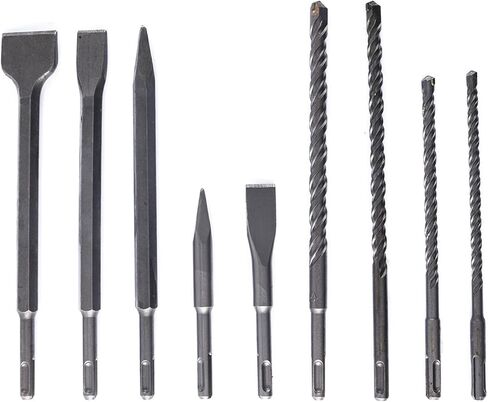 YaeTek 17 قطعة من مجموعة لقم الثقب المطرقة الدوارة والأزاميل SDS بالإضافة إلى مجموعة لقم المطرقة الدوارة والأزاميل مع حقيبة تخزين محمولة - SDS Plus شانك يناسب المطرقة الدوارة in Kuwait