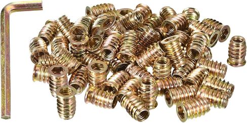 uxcell 5/16-18 x 20mm Threaded Inserts Nuts, 100pcs Threaded Inserts for Wood Furniture, Interface Hex Socket Drive Wood Insert Nuts with Hex Wrench in Saudi Arabia