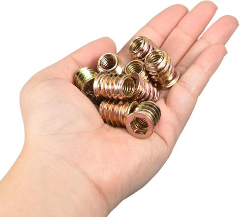 uxcell 5/16-18 x 20mm Threaded Inserts Nuts, 100pcs Threaded Inserts for Wood Furniture, Interface Hex Socket Drive Wood Insert Nuts with Hex Wrench in Saudi Arabia