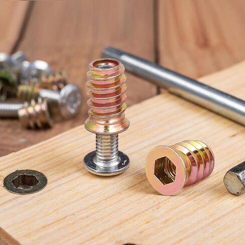 uxcell 5/16-18 x 20mm Threaded Inserts Nuts, 100pcs Threaded Inserts for Wood Furniture, Interface Hex Socket Drive Wood Insert Nuts with Hex Wrench in Saudi Arabia