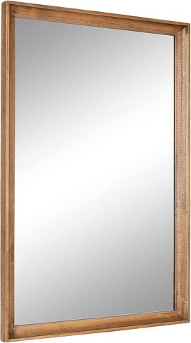 Kate and Laurel Hatherleigh Modern Farmhouse Rectangle Wooden Wall Mirror, 24 x 36, Rustic Brown, Decorative Wood Rectangular Mirror for Use in Bathroom, Entryway, or Bedroom in Saudi Arabia