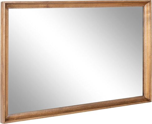 Kate and Laurel Hatherleigh Modern Farmhouse Rectangle Wooden Wall Mirror, 24 x 36, Rustic Brown, Decorative Wood Rectangular Mirror for Use in Bathroom, Entryway, or Bedroom in Saudi Arabia