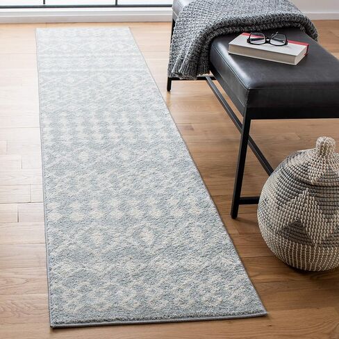 SAFAVIEH Tulum Collection Runner Rug - 2' x 8', Ivory & Grey, Moroccan Boho Distressed Design, Non-Shedding & Easy Care, Ideal for High Traffic Areas in Living Room, Bedroom (TUL240A) in Saudi Arabia