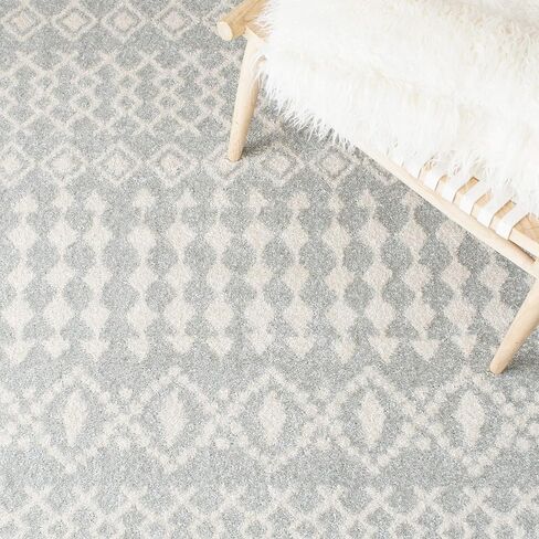 SAFAVIEH Tulum Collection Runner Rug - 2' x 8', Ivory & Grey, Moroccan Boho Distressed Design, Non-Shedding & Easy Care, Ideal for High Traffic Areas in Living Room, Bedroom (TUL240A) in Saudi Arabia