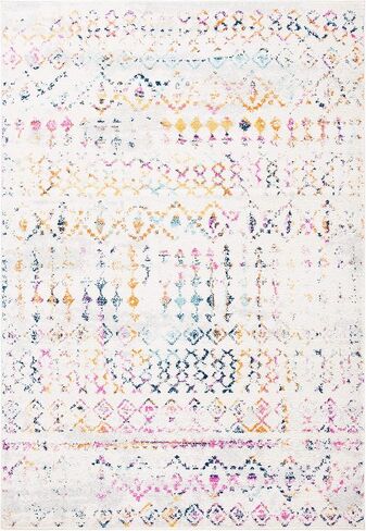 SAFAVIEH Tulum Collection Runner Rug - 2' x 8', Ivory & Grey, Moroccan Boho Distressed Design, Non-Shedding & Easy Care, Ideal for High Traffic Areas in Living Room, Bedroom (TUL240A) in Saudi Arabia