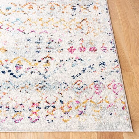 SAFAVIEH Tulum Collection Runner Rug - 2' x 8', Ivory & Grey, Moroccan Boho Distressed Design, Non-Shedding & Easy Care, Ideal for High Traffic Areas in Living Room, Bedroom (TUL240A) in Saudi Arabia