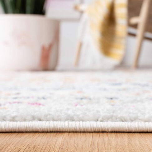 SAFAVIEH Tulum Collection Runner Rug - 2' x 8', Ivory & Grey, Moroccan Boho Distressed Design, Non-Shedding & Easy Care, Ideal for High Traffic Areas in Living Room, Bedroom (TUL240A) in Saudi Arabia