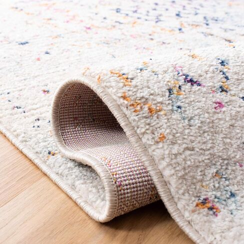 SAFAVIEH Tulum Collection Runner Rug - 2' x 8', Ivory & Grey, Moroccan Boho Distressed Design, Non-Shedding & Easy Care, Ideal for High Traffic Areas in Living Room, Bedroom (TUL240A) in Saudi Arabia