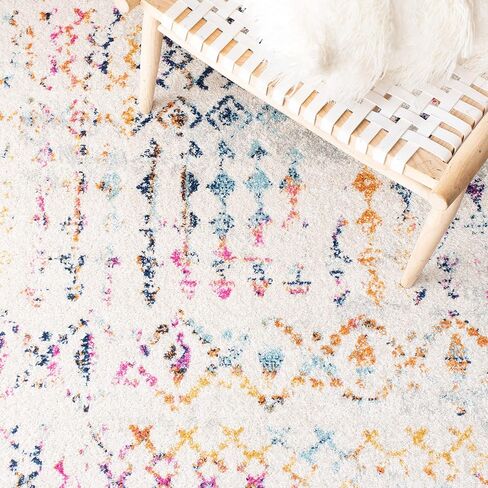 SAFAVIEH Tulum Collection Runner Rug - 2' x 8', Ivory & Grey, Moroccan Boho Distressed Design, Non-Shedding & Easy Care, Ideal for High Traffic Areas in Living Room, Bedroom (TUL240A) in Saudi Arabia