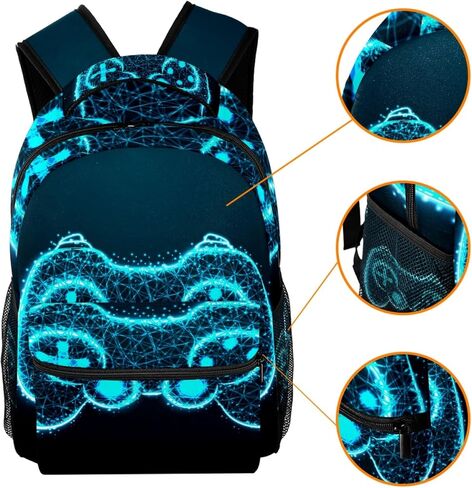 Black Gamer Controller School Backpack for Boys, Lightweight Bookbag Backpack Purse for Men in Saudi Arabia