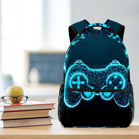 Black Gamer Controller School Backpack for Boys, Lightweight Bookbag Backpack Purse for Men in Saudi Arabia