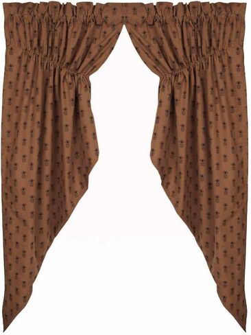 Home Collection by Raghu Pineapple Town Mocha & Black Gathered Swag, 72" x 63,Multi,63" Swag in Saudi Arabia