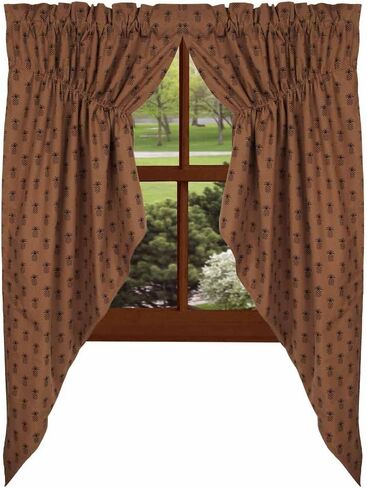 Home Collection by Raghu Pineapple Town Mocha & Black Gathered Swag, 72" x 63,Multi,63" Swag in Saudi Arabia
