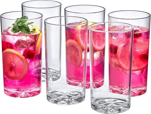 Amazing Abby - Liberty - 16-Ounce Plastic Tumblers (Set of 6), Plastic Drinking Glasses, All-Clear Reusable Plastic Cups, BPA-Free, Shatter-Proof, Dishwasher-Safe in Saudi Arabia