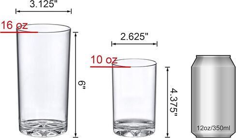 Amazing Abby - Liberty - 16-Ounce Plastic Tumblers (Set of 6), Plastic Drinking Glasses, All-Clear Reusable Plastic Cups, BPA-Free, Shatter-Proof, Dishwasher-Safe in Saudi Arabia