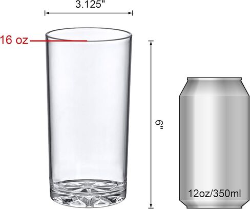 Amazing Abby - Liberty - 16-Ounce Plastic Tumblers (Set of 6), Plastic Drinking Glasses, All-Clear Reusable Plastic Cups, BPA-Free, Shatter-Proof, Dishwasher-Safe in Saudi Arabia