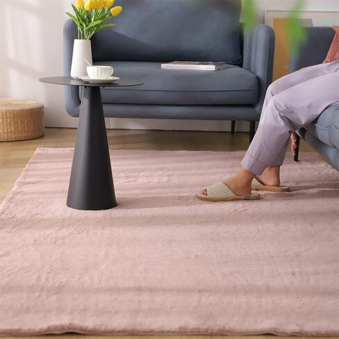 KASENTEX Fluffy Faux Fur Soft Area Rugs for Bedroom Living Room Carpet, Home Fuzzy Plush Rug for Dorm, Anti-Slip Rug, 4 x 6 Feet, Blue in Saudi Arabia