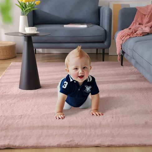 KASENTEX Fluffy Faux Fur Soft Area Rugs for Bedroom Living Room Carpet, Home Fuzzy Plush Rug for Dorm, Anti-Slip Rug, 4 x 6 Feet, Blue in Saudi Arabia