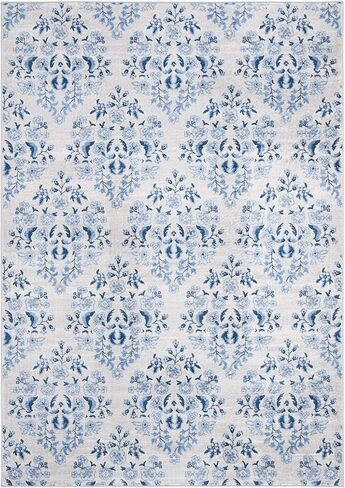 SAFAVIEH Brentwood Collection 5'3" x 7'6" Cream/Blue BNT856D Floral Shabby Chic Trellis Non-Shedding Living Room Bedroom Dining Home Office Area Rug in Saudi Arabia
