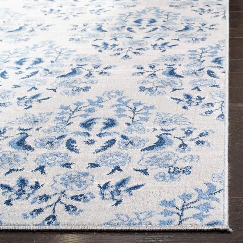 SAFAVIEH Brentwood Collection 5'3" x 7'6" Cream/Blue BNT856D Floral Shabby Chic Trellis Non-Shedding Living Room Bedroom Dining Home Office Area Rug in Saudi Arabia