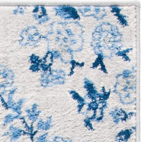 SAFAVIEH Brentwood Collection 5'3" x 7'6" Cream/Blue BNT856D Floral Shabby Chic Trellis Non-Shedding Living Room Bedroom Dining Home Office Area Rug in Saudi Arabia