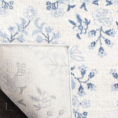 SAFAVIEH Brentwood Collection 5'3" x 7'6" Cream/Blue BNT856D Floral Shabby Chic Trellis Non-Shedding Living Room Bedroom Dining Home Office Area Rug in Saudi Arabia