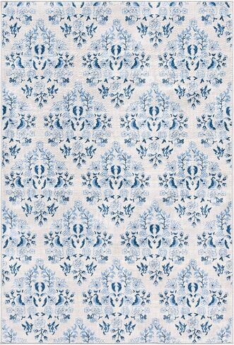 SAFAVIEH Brentwood Collection 5'3" x 7'6" Cream/Blue BNT856D Floral Shabby Chic Trellis Non-Shedding Living Room Bedroom Dining Home Office Area Rug in Saudi Arabia