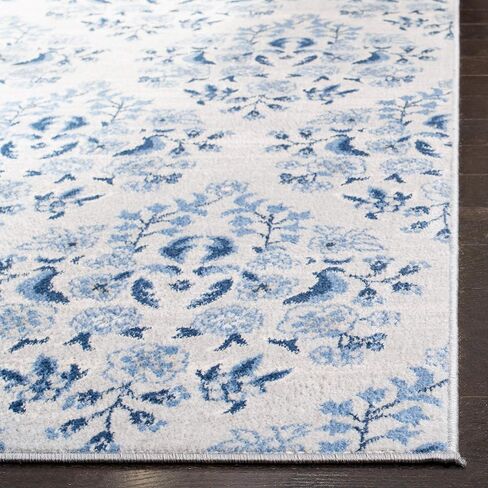 SAFAVIEH Brentwood Collection 5'3" x 7'6" Cream/Blue BNT856D Floral Shabby Chic Trellis Non-Shedding Living Room Bedroom Dining Home Office Area Rug in Saudi Arabia
