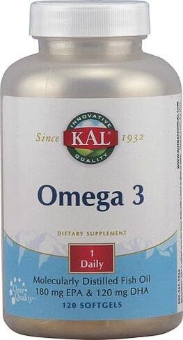 كال اوميجا 3 | زيت السمك أوميغا 3 لدعم صحة القلب والمفاصل والدماغ | 180 ملجم EPA، 120 ملجم DHA (120 قطعة، 120 جرعة) in Kuwait