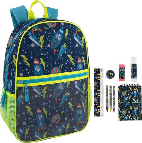 حقائب ظهر مدرسية للأولاد من تريل ميكر مع لوازم مدرسية للأطفال متضمنة | مجموعة حقيبة ظهر ومستلزمات مدرسية 9 في 1 للأولاد (مركبات صاروخية توربو) in Kuwait