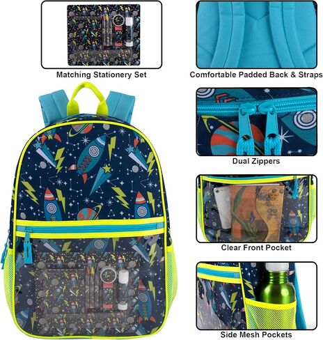 حقائب ظهر مدرسية للأولاد من تريل ميكر مع لوازم مدرسية للأطفال متضمنة | مجموعة حقيبة ظهر ومستلزمات مدرسية 9 في 1 للأولاد (مركبات صاروخية توربو) in Kuwait