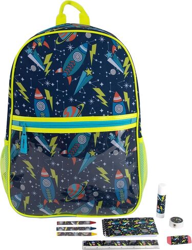 حقائب ظهر مدرسية للأولاد من تريل ميكر مع لوازم مدرسية للأطفال متضمنة | مجموعة حقيبة ظهر ومستلزمات مدرسية 9 في 1 للأولاد (مركبات صاروخية توربو) in Kuwait