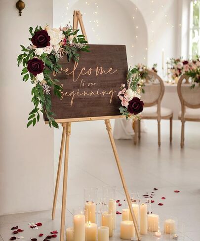 25PCS Artificial Roses Velvet Roses Artificial Flowers Real Look Silk Flowers with Stems for DIY Wedding Party Baby Shower Home Decoration(Burgundy) in Saudi Arabia