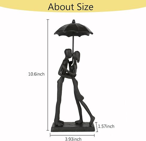 Iron Sculpture Home Decor - Metal Ornament Figurine,Handcrafted Couple Iron Sculpture & Romantic Gift for Weddings and Anniversaries, Perfect for Home and Office Decor (Kiss Under Umbrella) in Saudi Arabia