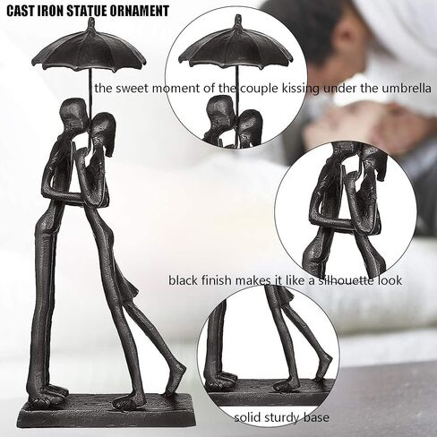 Iron Sculpture Home Decor - Metal Ornament Figurine,Handcrafted Couple Iron Sculpture & Romantic Gift for Weddings and Anniversaries, Perfect for Home and Office Decor (Kiss Under Umbrella) in Saudi Arabia