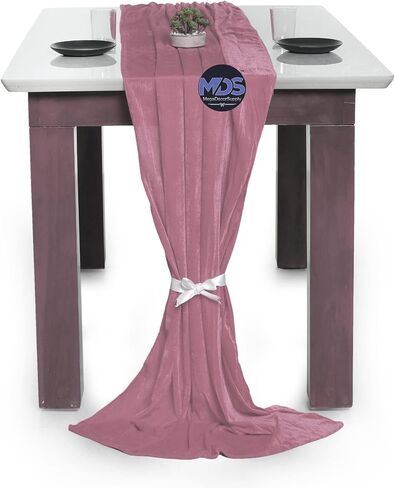 MDS 1 Pack 10ft velvet Table Runner 29 x120 Inches Long Wedding Runner Romantic Rustic Table Runner for Wedding Decorations, Birthday Parties, Bridal Shower Party Arch Decor – mauva in Saudi Arabia