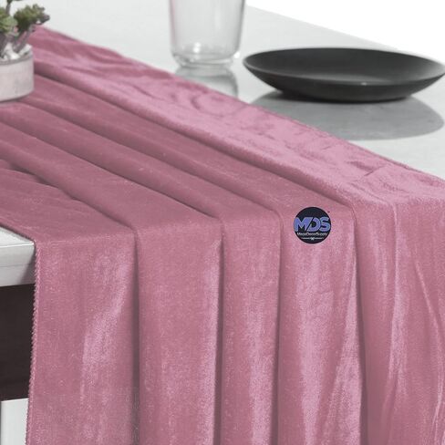 MDS 1 Pack 10ft velvet Table Runner 29 x120 Inches Long Wedding Runner Romantic Rustic Table Runner for Wedding Decorations, Birthday Parties, Bridal Shower Party Arch Decor – mauva in Saudi Arabia
