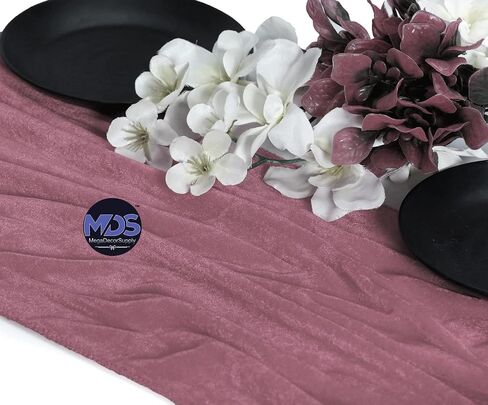 MDS 1 Pack 10ft velvet Table Runner 29 x120 Inches Long Wedding Runner Romantic Rustic Table Runner for Wedding Decorations, Birthday Parties, Bridal Shower Party Arch Decor – mauva in Saudi Arabia