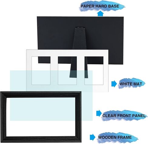 Mini 3 Inch Film Photo Frame for Fuji Polaroid Instax Mini 12/11/99/EVO Instant Camera, Wooden Frame Holds 2.2x3.4 Inches 3 Photos with Sticker for Wall & Tabletop Display (Only One)(Black) in Saudi Arabia