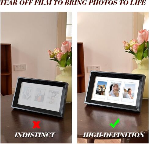Mini 3 Inch Film Photo Frame for Fuji Polaroid Instax Mini 12/11/99/EVO Instant Camera, Wooden Frame Holds 2.2x3.4 Inches 3 Photos with Sticker for Wall & Tabletop Display (Only One)(Black) in Saudi Arabia