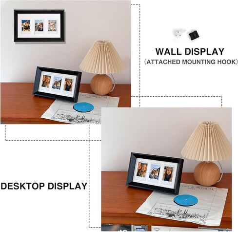 Mini 3 Inch Film Photo Frame for Fuji Polaroid Instax Mini 12/11/99/EVO Instant Camera, Wooden Frame Holds 2.2x3.4 Inches 3 Photos with Sticker for Wall & Tabletop Display (Only One)(Black) in Saudi Arabia