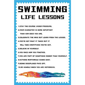 Flyhaw Swimming Life Lessons tin signs Pool Wall Decor Swimming Decor Tin Plaque gifts for a swimmer Swimming tin poster home wall art bathroom tin signs 8x12 inch