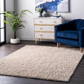 nuLOOM Kara Solid Shag Area Rug - 2x3 Accent Shag Rug Casual Beige Rugs for Living Room Bedroom Dining Room Nursery Entryway