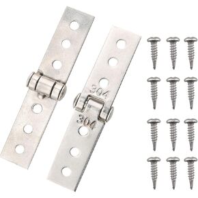 CHENJIN 2PCS Stainless Steel Six Hole Door and Window Hinge with Installation Screws Frameless Balcony Glass Folding Window Hinge Joint Hardware for Cabinets Electrical Boxes Wooden Boxes Black