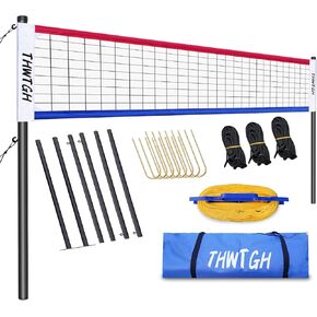 Portable Outdoor Volleyball Net Set with Adjustable Height Aluminum Poles, Volleyball Net for Backyard, Anti-Sag Design, Portable Volleyball Net for Backyard,Grass and Beach