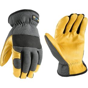 Wells Lamont Men's Slip On HydraHyde Water-Resistant Leather Palm Hybrid Work Gloves, XX-Large 3241XX, Gray